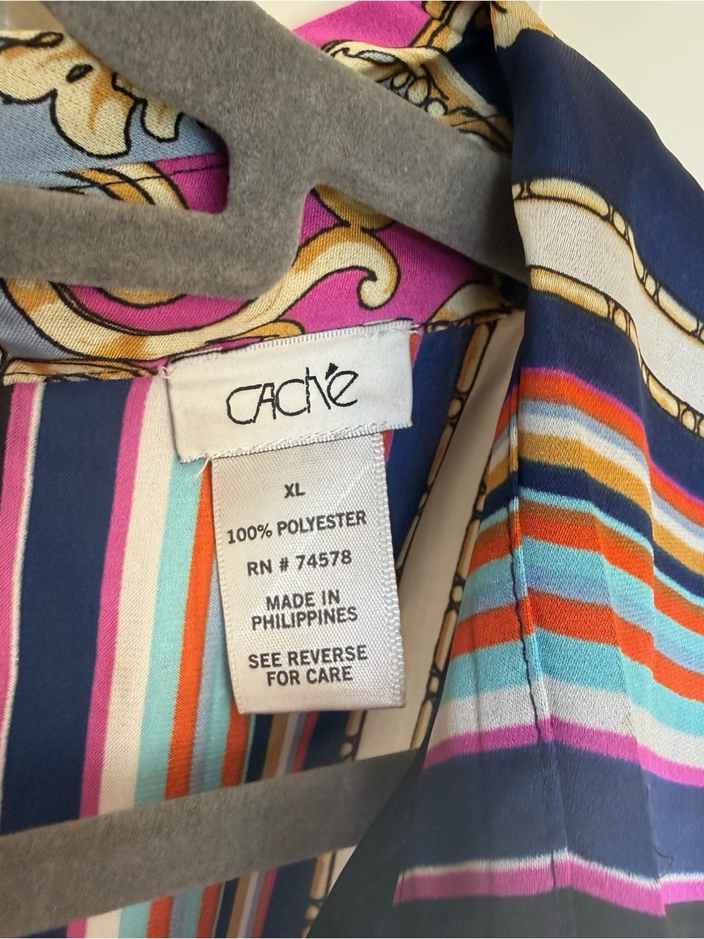 Cache Navy & Pink Striped Baroque Print Sleeveless Mini Dress - Picture 3 of 7